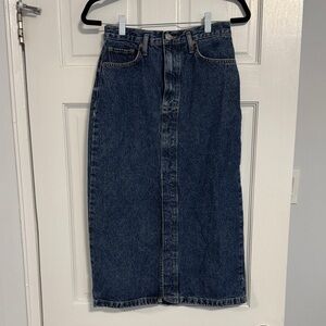 Denim Midi Skirt with front slit